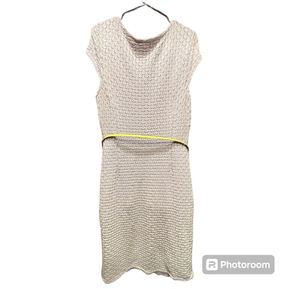Sharagano Woman Pullover Dress stretchable Gray & Yellow Lines & Belt Size 14W - Picture 14 of 15